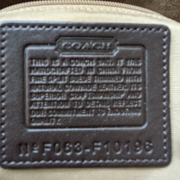 Coach Carly Taupe Suede Shoulder Tote Bag - Picture 6 of 7